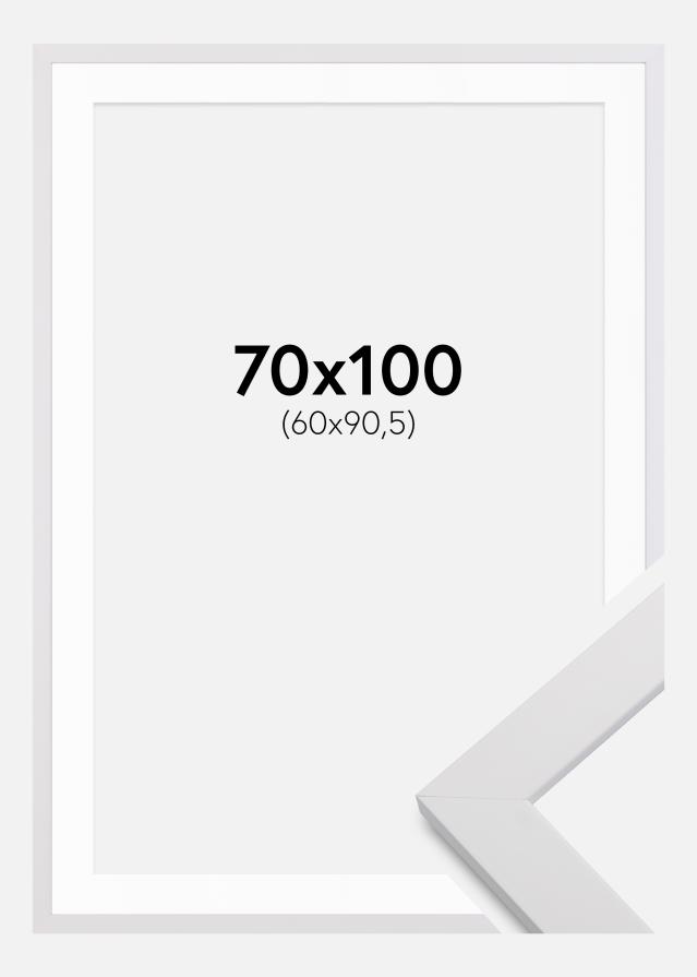 Ram med passepartou Fotolijst White Wood 70x100 cm - Passe-partout Wit 61x91,5 cm