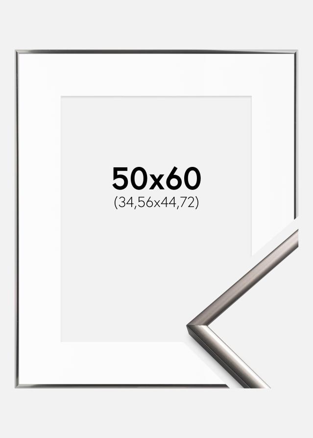 Ram med passepartou Fotolijst New Lifestyle Staal 50x60 cm - Passe-partout Wit 14x18 inches