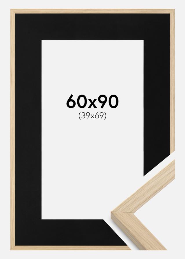 Ram med passepartou Fotolijst Grimsåker Eiken 60x90 cm - Passe-partout Zwart 40x70 cm