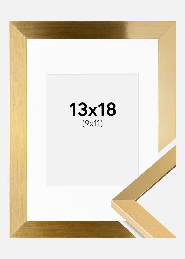 Ram med passepartou Fotolijst Selection Goud 13x18 cm - Passe-partout Wit 10x12 cm