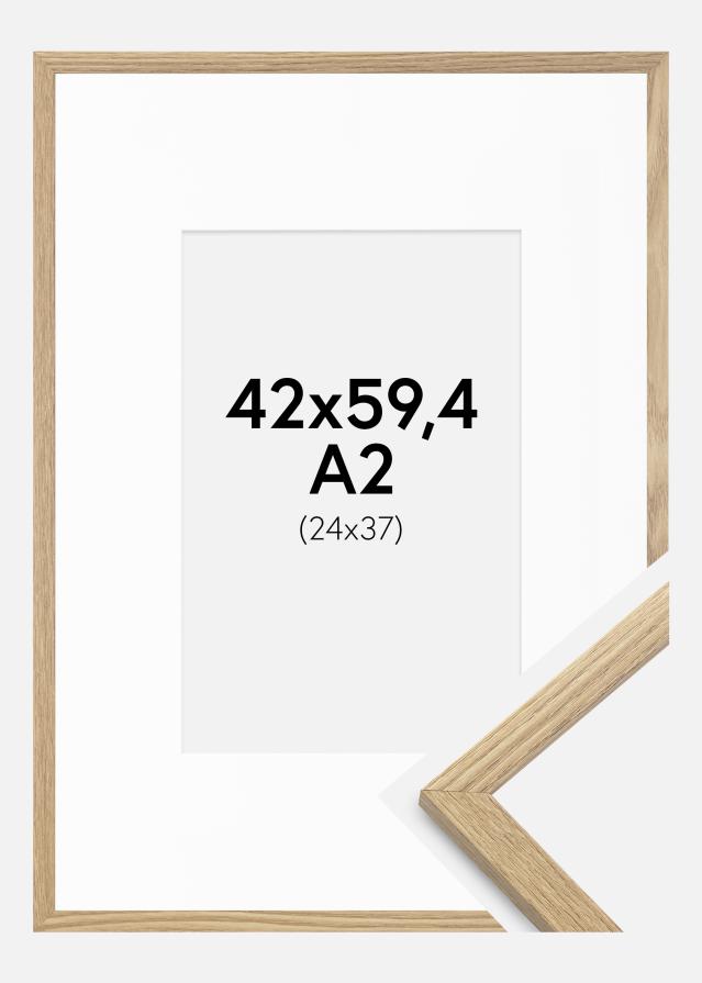 Ram med passepartou Fotolijst Trendy Eiken 42x59,4 cm (A2) - Passe-partout Wit 25x38 cm
