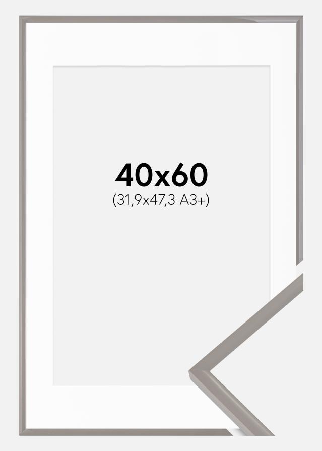 Ram med passepartou Fotolijst New Lifestyle Earth Grey 40x60 cm - Passe-partout Wit 32,9x48,3 cm