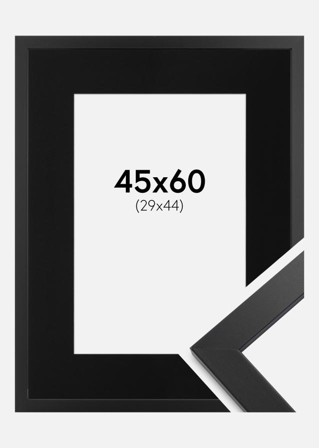 Ram med passepartou Fotolijst Black Wood 45x60 cm - Passe-partout Zwart 30x45 cm