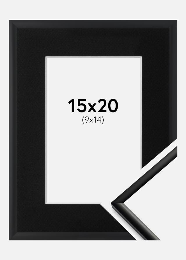Ram med passepartou Fotolijst New Lifestyle Mat Zwart 15x20 cm - Passe-partout Zwart 10x15 cm