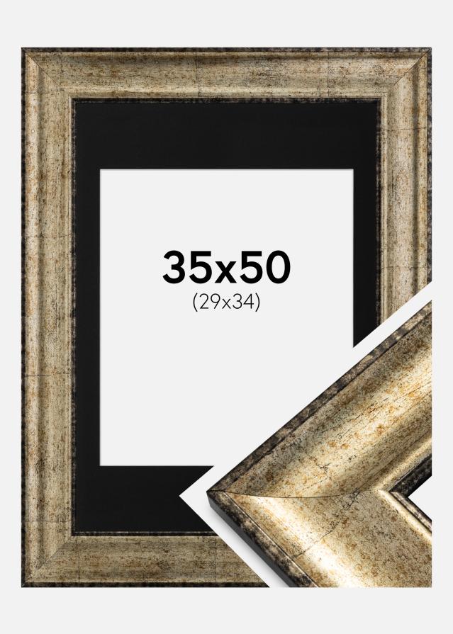 Ram med passepartou Fotolijst Saltsjöbaden Antiek Goud 35x50 cm - Passe-partout Zwart 30x35 cm