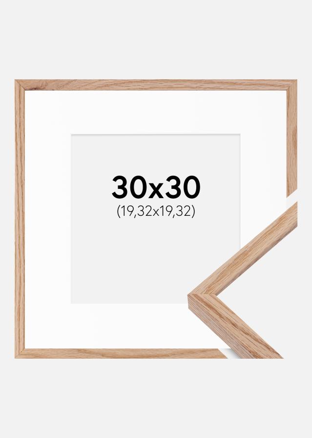 Ram med passepartou Fotolijst E-Line Eiken 30x30 cm - Passe-partout Wit 8x8 inches