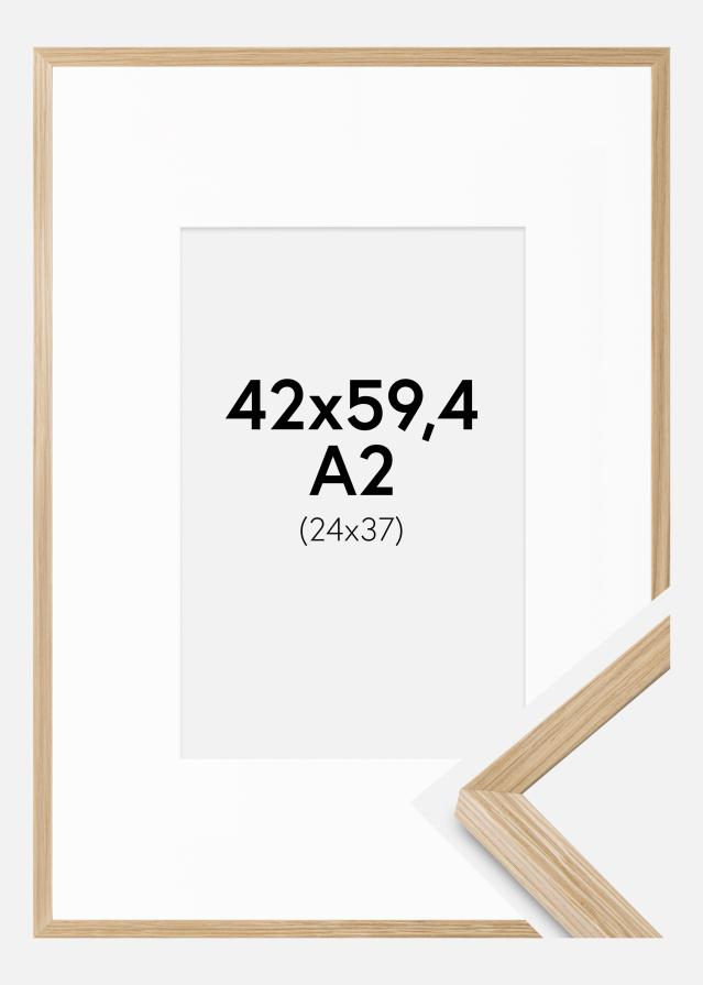 Ram med passepartou Fotolijst Soul Oak Veneer 42x59,4 cm (A2) - Passe-partout Wit 25x38 cm