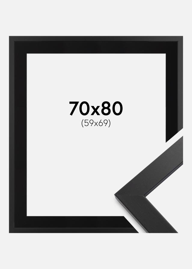 Ram med passepartou Fotolijst Black Wood 70x80 cm - Passe-partout Zwart 60x70 cm