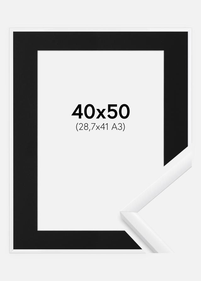 Ram med passepartou Fotolijst New Lifestyle Wit 40x50 cm - Passe-partout Zwart 29,7x42 cm (A3)