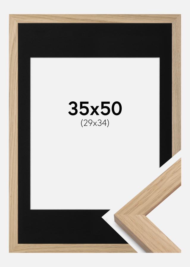 Ram med passepartou Fotolijst Oak Wood 35x50 cm - Passe-partout Zwart 30x35 cm