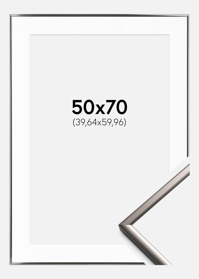 Ram med passepartou Fotolijst New Lifestyle Staal 50x70 cm - Passe-partout Wit 16x24 inches