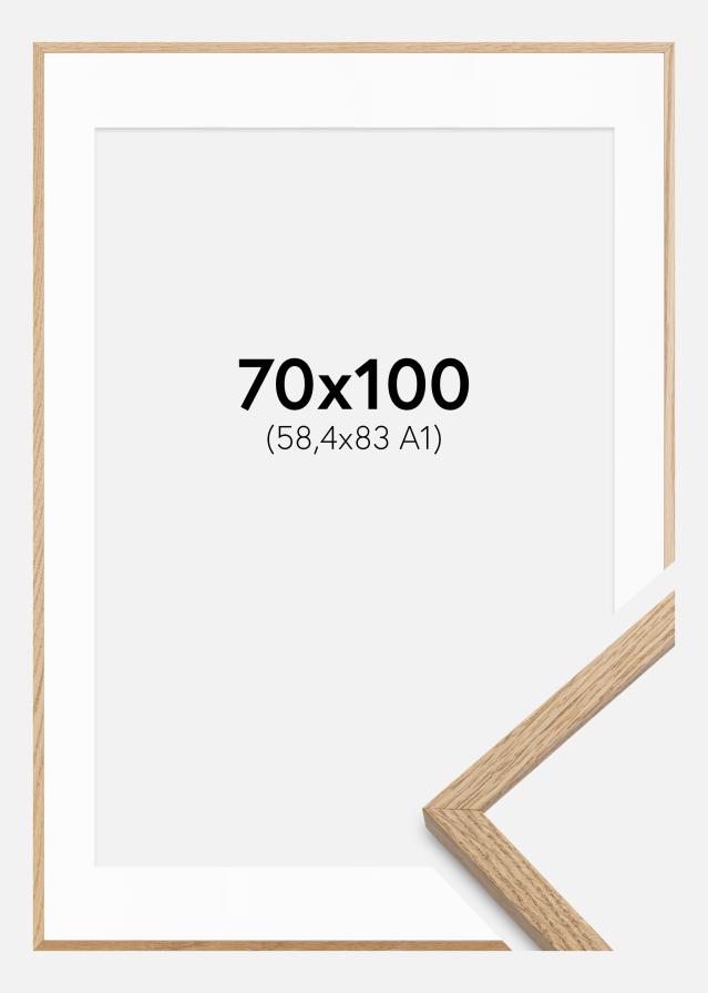 Ram med passepartou Fotolijst Oslo Eiken 70x100 cm - Passe-partout Wit 59,4x84 cm (A1)