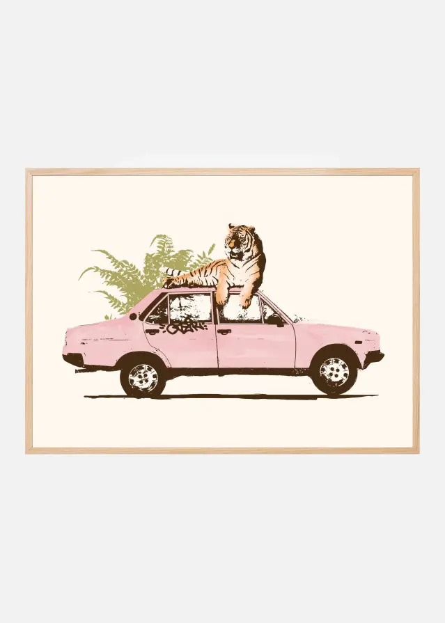 Bildverkstad Tiger On Car Poster