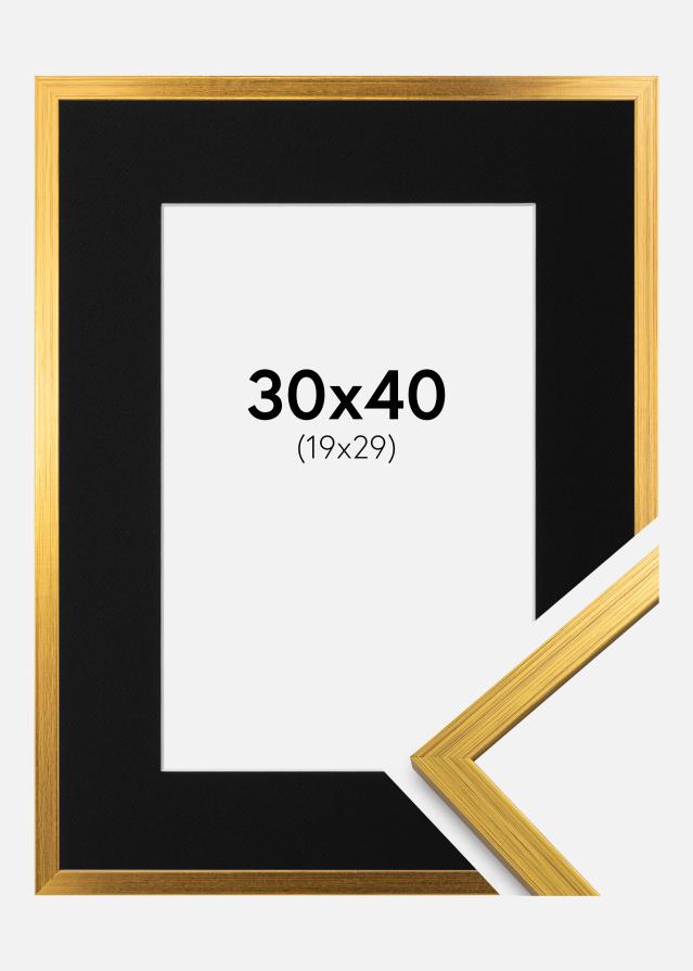 Ram med passepartou Fotolijst Edsbyn Goud 30x40 cm - Passe-partout Zwart 20x30 cm