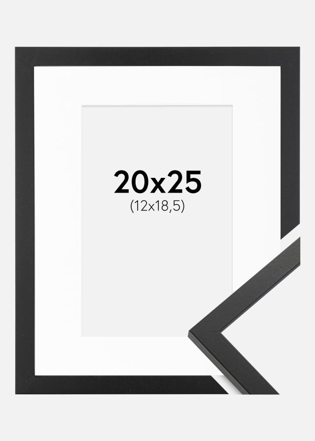 Ram med passepartou Fotolijst Trendy Zwart 20x25 cm - Passe-partout Wit 13x19,5 cm