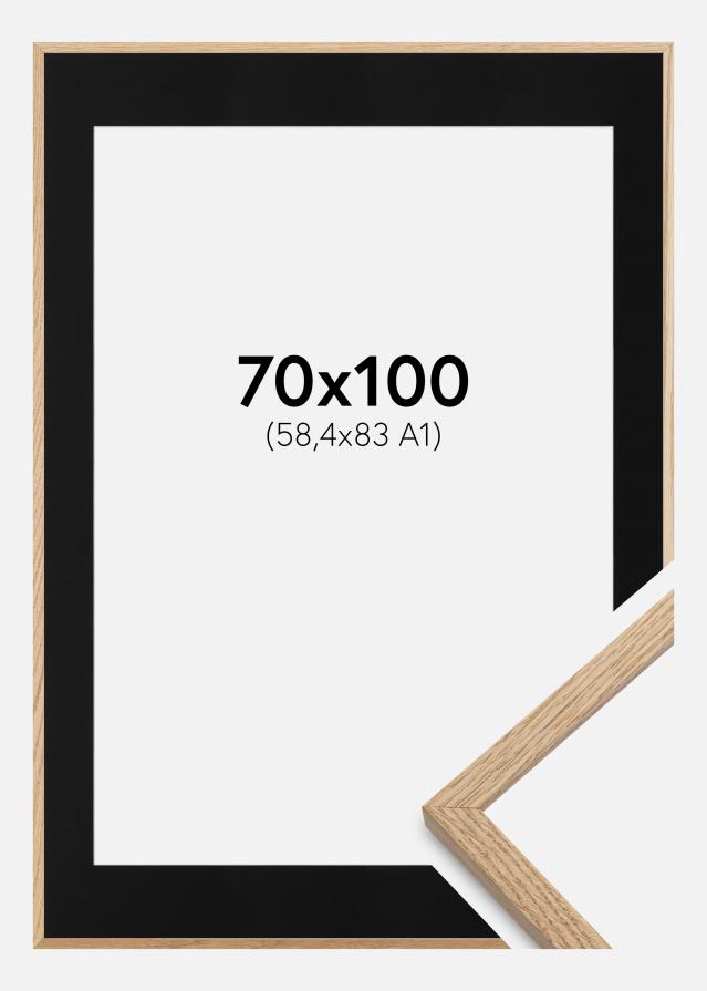 Ram med passepartou Fotolijst Oslo Eiken 70x100 cm - Passe-partout Zwart 59,4x84 cm (A1)