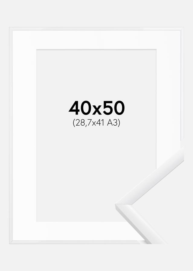 Ram med passepartou Fotolijst New Lifestyle Wit 40x50 cm - Passe-partout Wit 29,7x42 cm (A3)