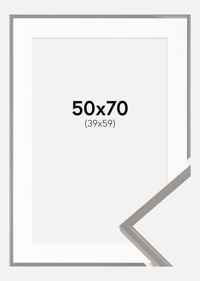 Ram med passepartou Fotolijst New Lifestyle Earth Grey 50x70 cm - Passe-partout Wit 40x60 cm