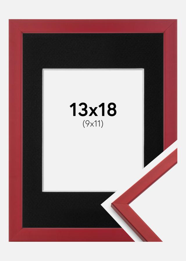Ram med passepartou Fotolijst Edsbyn Rood 13x18 cm - Passe-partout Zwart 10x12 cm
