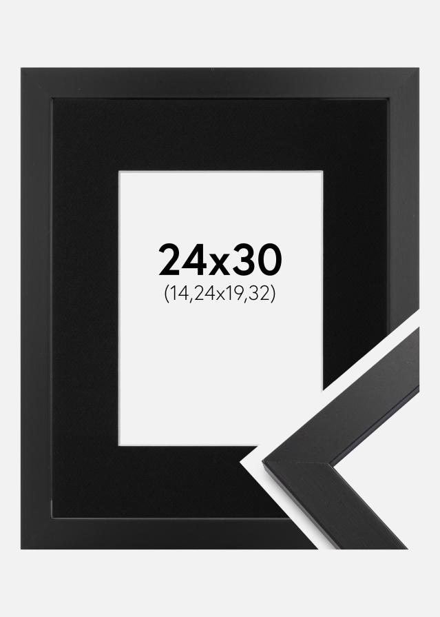 Ram med passepartou Fotolijst Black Wood 24x30 cm - Passe-partout Zwart 6x8 inches