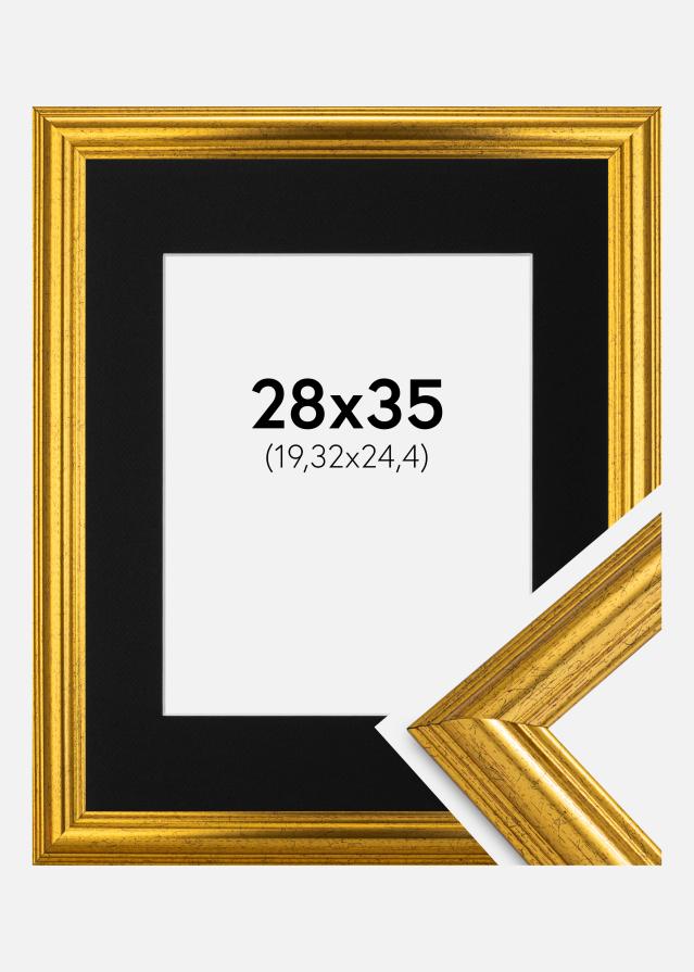 Ram med passepartou Fotolijst Västkusten Goud 28x35 cm - Passe-partout Zwart 8x10 inches