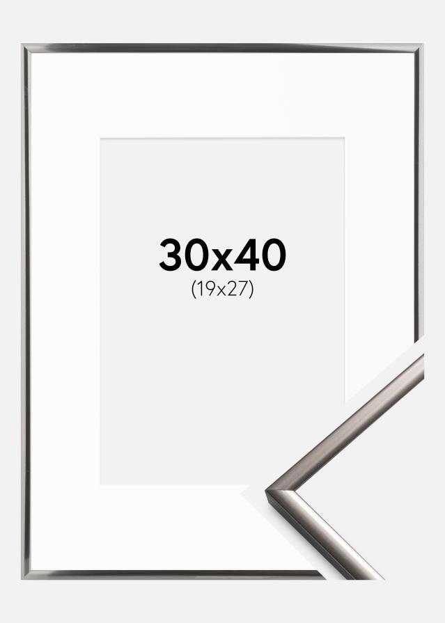 Ram med passepartou Fotolijst New Lifestyle Staal 30x40 cm - Passe-partout Wit 20x28 cm