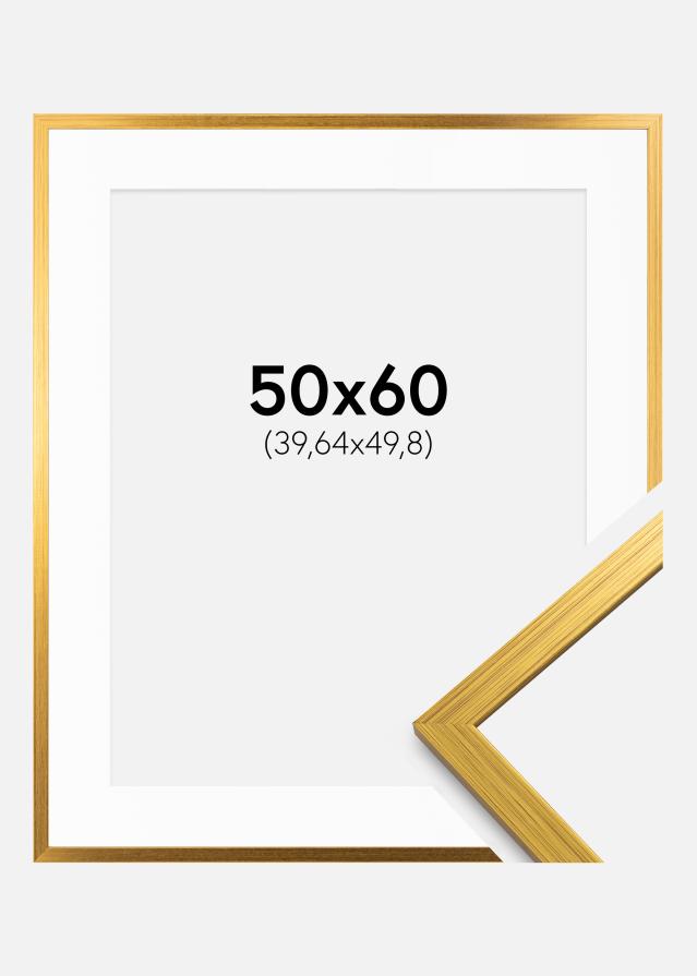 Ram med passepartou Fotolijst Edsbyn Goud 50x60 cm - Passe-partout Wit 16x20 inches
