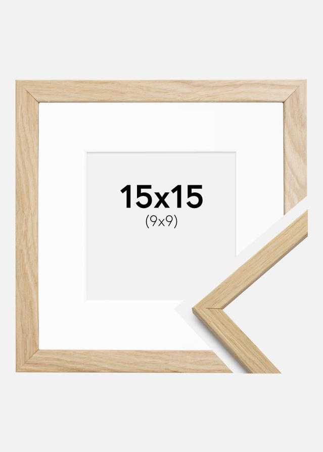 Ram med passepartou Fotolijst Edsbyn Eiken 15x15 cm - Passe-partout Wit 10x10 cm