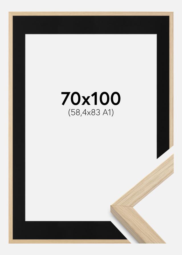 Ram med passepartou Fotolijst Grimsåker Eiken 70x100 cm - Passe-partout Zwart 59,4x84 cm