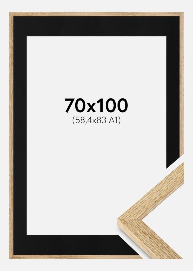 Ram med passepartou Fotolijst Selection Eiken 70x100 cm - Passe-partout Zwart 59,4x84 cm