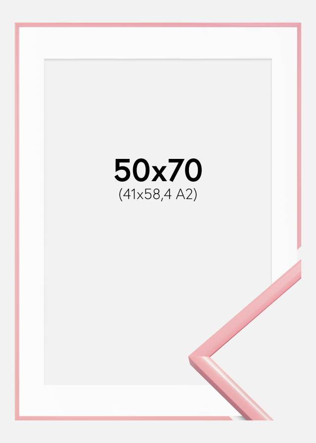 Ram med passepartou Fotolijst New Lifestyle Roze 50x70 cm - Passe-partout Wit 42x59,4 cm (A2)