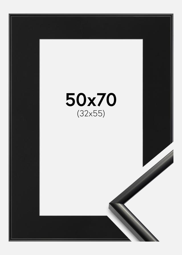Ram med passepartou Fotolijst New Lifestyle Zwart 50x70 cm - Passe-partout Zwart 33x56 cm