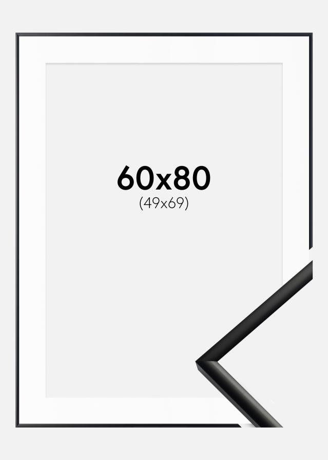 Ram med passepartou Fotolijst New Lifestyle Mat Zwart 60x80 cm - Passe-partout Wit 50x70 cm