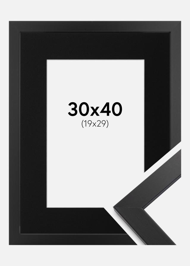 Ram med passepartou Fotolijst Black Wood 30x40 cm - Passe-partout Zwart 20x30 cm