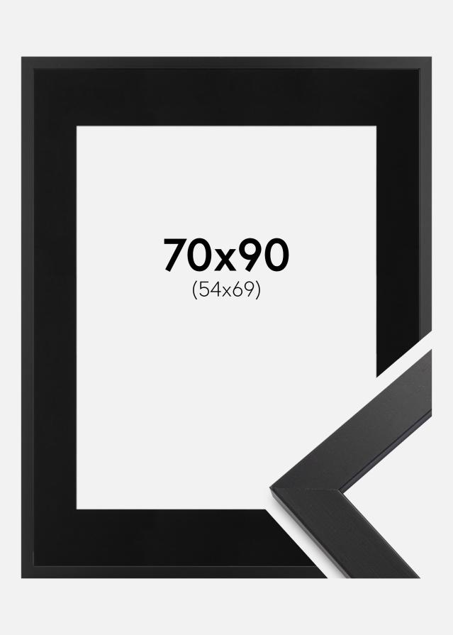 Ram med passepartou Fotolijst Black Wood 70x90 cm - Passe-partout Zwart 55x70 cm