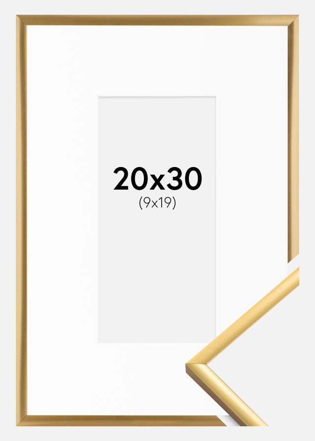 Ram med passepartou Fotolijst New Lifestyle Shiny Gold 20x30 cm - Passe-partout Wit 10x20 cm