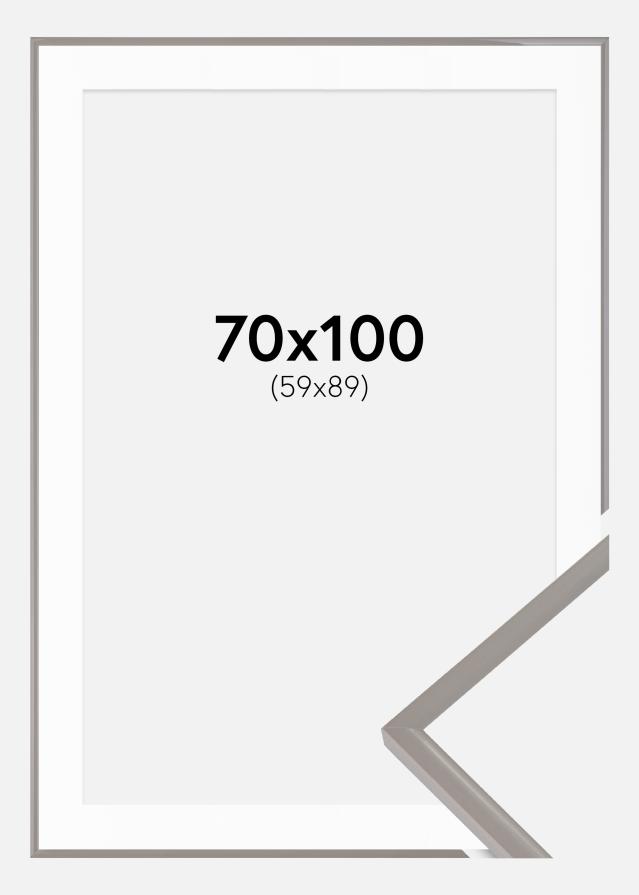 Ram med passepartou Fotolijst New Lifestyle Earth Grey 70x100 cm - Passe-partout Wit 60x90 cm