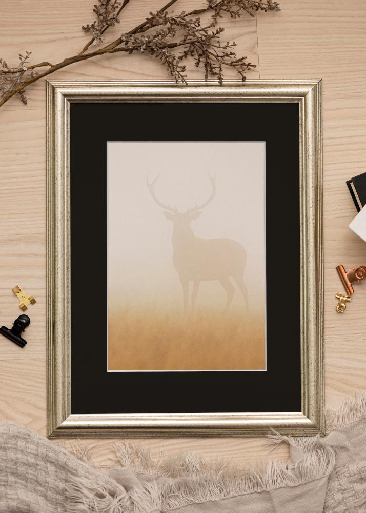 Ram med passepartou Fotolijst Västkusten Zilver 70x100 cm - Passe-partout Zwart 24x36 inches