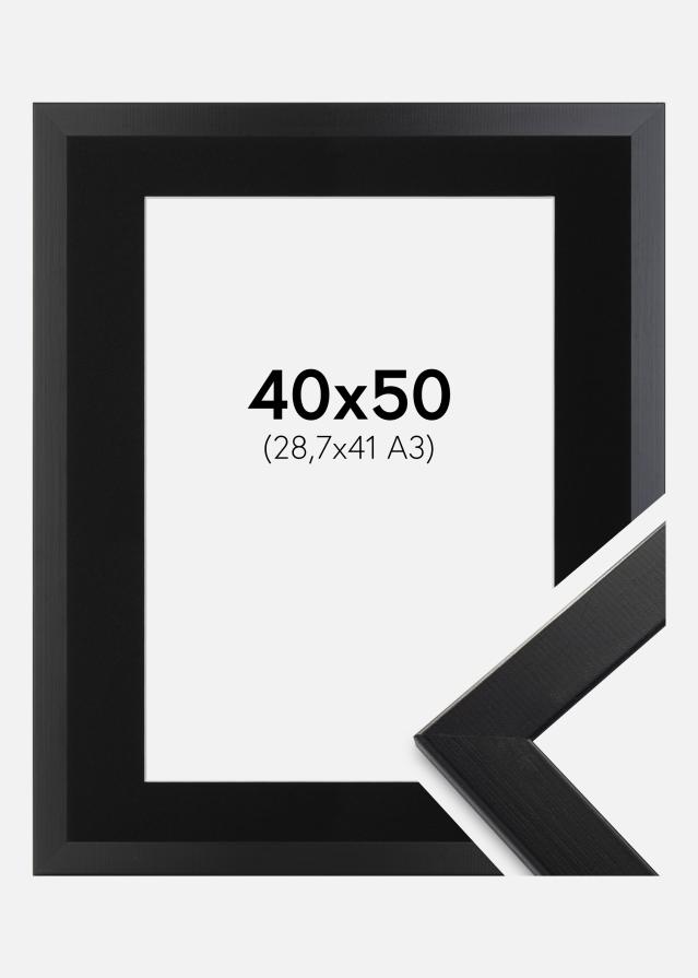 Ram med passepartou Fotolijst Trendline Zwart 40x50 cm - Passe-partout Zwart 29,7x42 cm (A3)