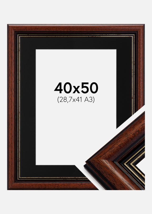 Ram med passepartou Fotolijst Old Retro 40x50 cm - Passe-partout Zwart 29,7x42 cm (A3)