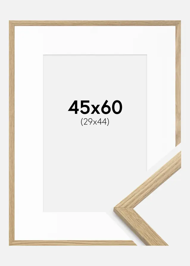 Ram med passepartou Fotolijst Trendy Eiken 45x60 cm - Passe-partout Wit 30x45 cm