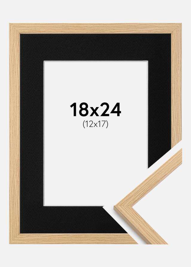 Ram med passepartou Fotolijst Galant Eiken 18x24 cm - Passe-partout Zwart 13x18 cm
