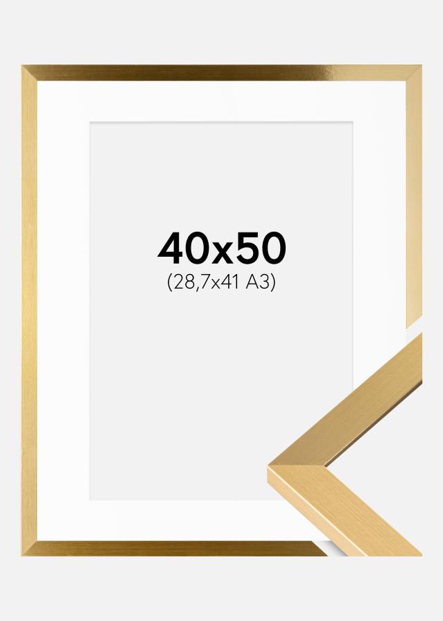 Ram med passepartou Fotolijst Selection Goud 40x50 cm - Passe-partout Wit 29,7x42 cm (A3)