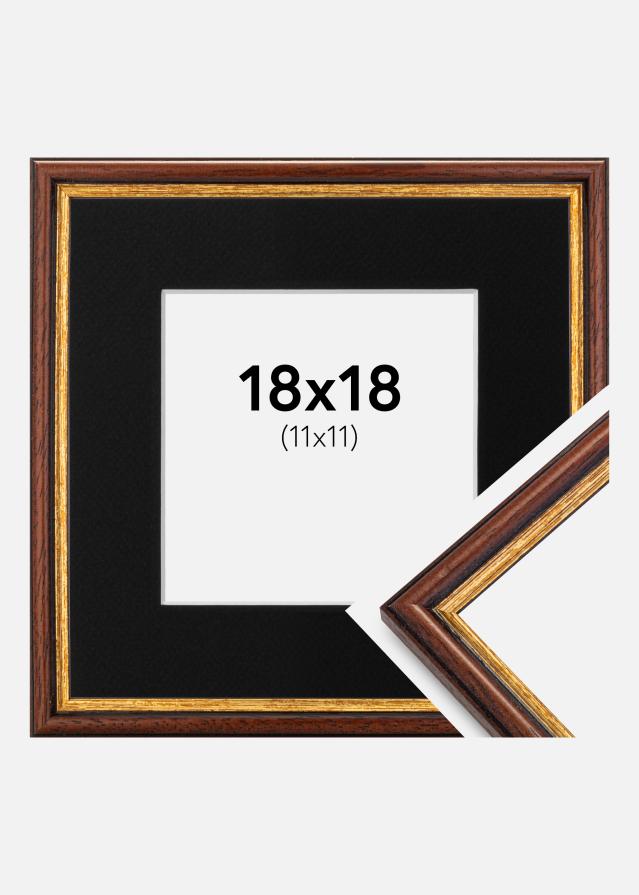 Ram med passepartou Fotolijst Horndal Bruin 18x18 cm - Passe-partout Zwart 12x12 cm