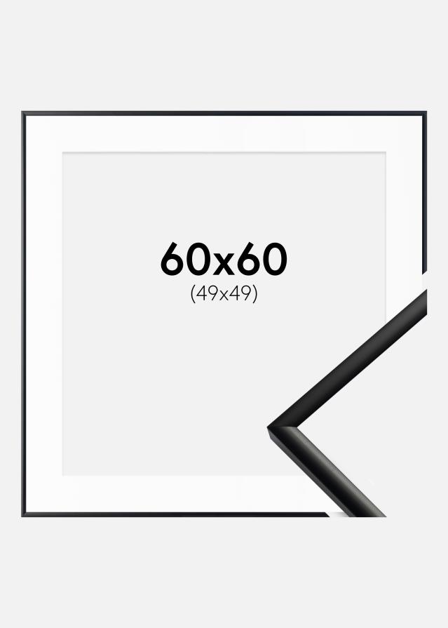Ram med passepartou Fotolijst New Lifestyle Mat Zwart 60x60 cm - Passe-partout Wit 50x50 cm
