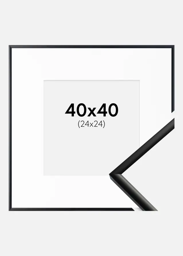 Ram med passepartou Fotolijst New Lifestyle Mat Zwart 40x40 cm - Passe-partout Wit 25x25 cm