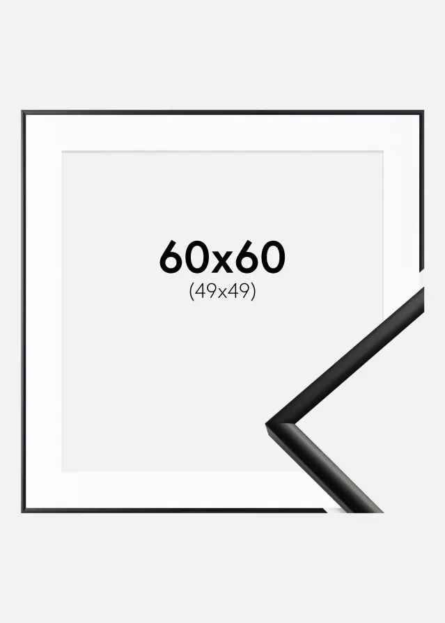 Ram med passepartou Fotolijst New Lifestyle Mat Zwart 60x60 cm - Passe-partout Wit 50x50 cm