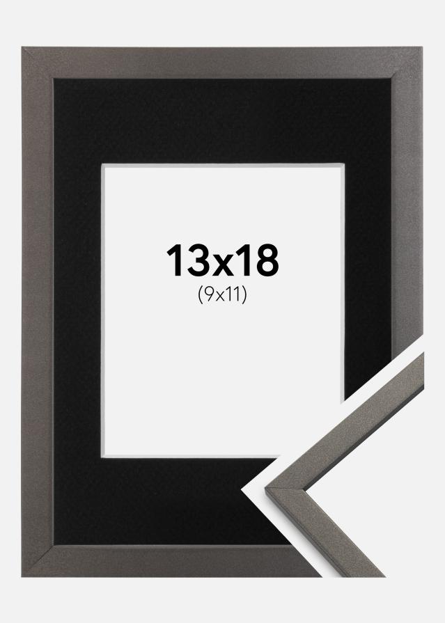 Ram med passepartou Fotolijst Edsbyn Grafiet 13x18 cm - Passe-partout Zwart 10x12 cm