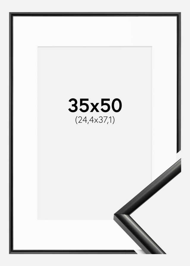 Ram med passepartou Fotolijst New Lifestyle Zwart 35x50 cm - Passe-partout Wit 10x15 inches