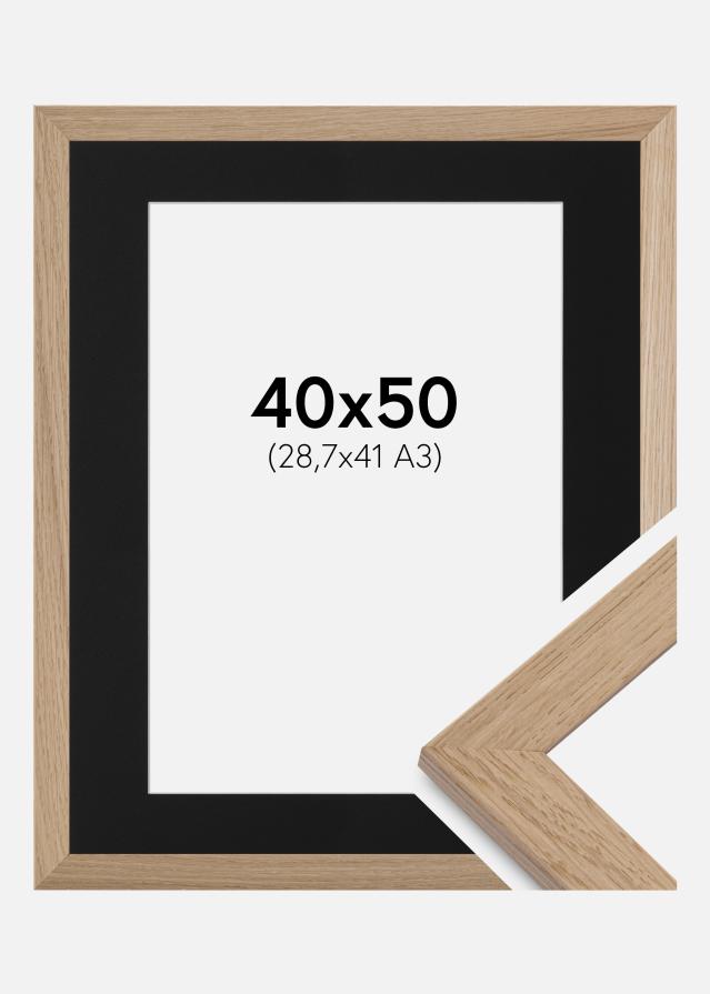 Ram med passepartou Fotolijst Trendline Eiken 40x50 cm - Passe-partout Zwart 29,7x42 cm (A3)
